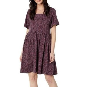 NWT Toad & Co Sora Short Sleeve Dress Floral Pink Purple Ruffle Tiered Sz XS